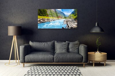 Glasbild aus Plexiglas® Gebirge Steine See Landschaft