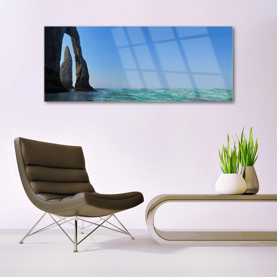 Glasbild aus Plexiglas® Felsen Meer Landschaft