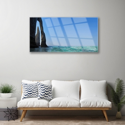 Glasbild aus Plexiglas® Felsen Meer Landschaft