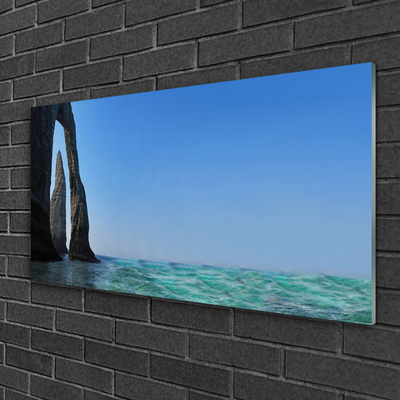 Glasbild aus Plexiglas® Felsen Meer Landschaft