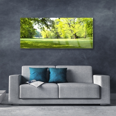 Glasbild aus Plexiglas® Gras Bäume Natur