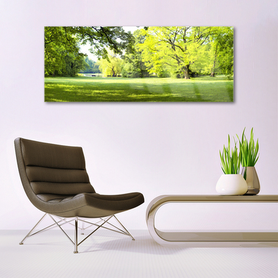 Glasbild aus Plexiglas® Gras Bäume Natur