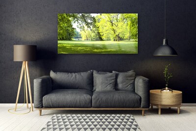 Glasbild aus Plexiglas® Gras Bäume Natur