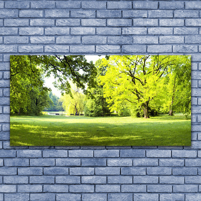 Glasbild aus Plexiglas® Gras Bäume Natur