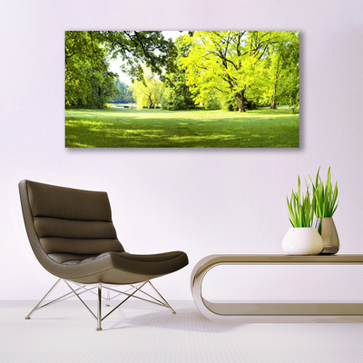 Glasbild aus Plexiglas® Gras Bäume Natur