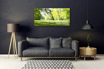 Glasbild aus Plexiglas® Gras Bäume Natur