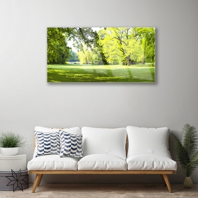 Glasbild aus Plexiglas® Gras Bäume Natur