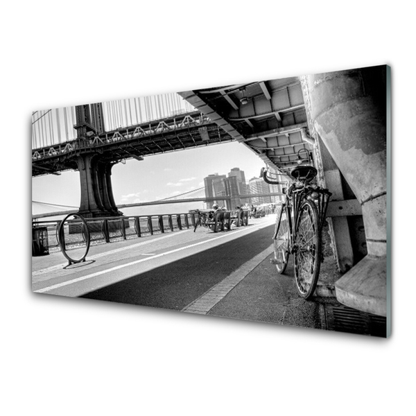 Glasbild aus Plexiglas® Brücke Straße Fahrrad Architektur