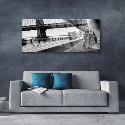 Glasbild aus Plexiglas® Brücke Straße Fahrrad Architektur