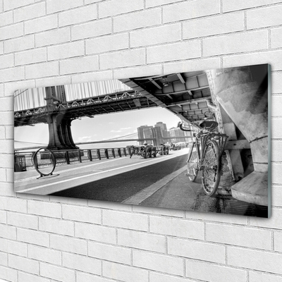 Glasbild aus Plexiglas® Brücke Straße Fahrrad Architektur