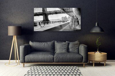 Glasbild aus Plexiglas® Brücke Straße Fahrrad Architektur