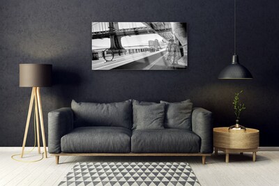 Glasbild aus Plexiglas® Brücke Straße Fahrrad Architektur