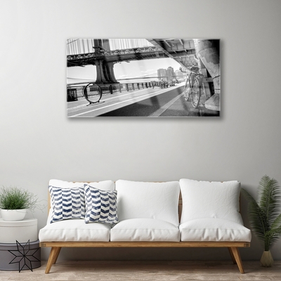Glasbild aus Plexiglas® Brücke Straße Fahrrad Architektur