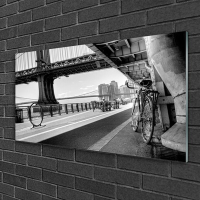 Glasbild aus Plexiglas® Brücke Straße Fahrrad Architektur