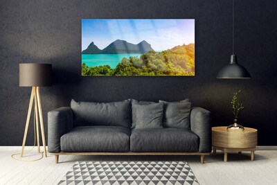 Glasbild aus Plexiglas® Gebirge Meer Bäume Landschaft