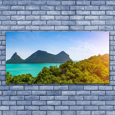 Glasbild aus Plexiglas® Gebirge Meer Bäume Landschaft