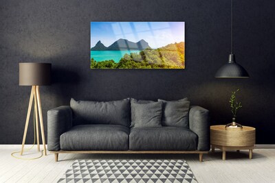 Glasbild aus Plexiglas® Gebirge Meer Bäume Landschaft