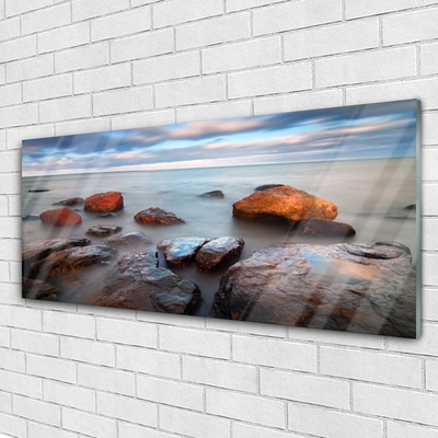 Glasbild aus Plexiglas® Steine Meer Landschaft