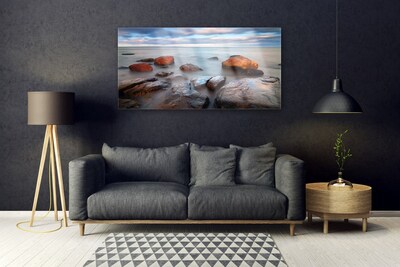 Glasbild aus Plexiglas® Steine Meer Landschaft