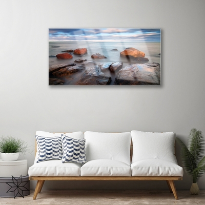 Glasbild aus Plexiglas® Steine Meer Landschaft