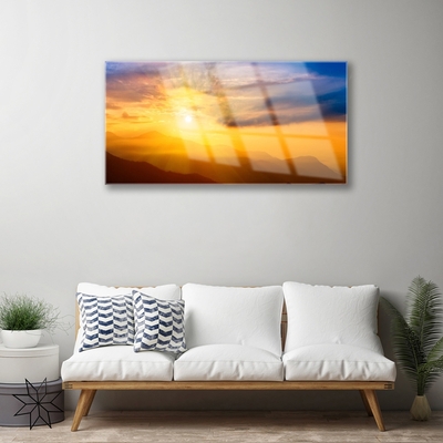 Glasbild aus Plexiglas® Gebirge Sonne Landschaft