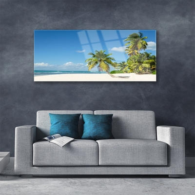 Glasbild aus Plexiglas® Strand Palmen Landschaft