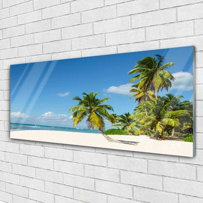 Glasbild aus Plexiglas® Strand Palmen Landschaft