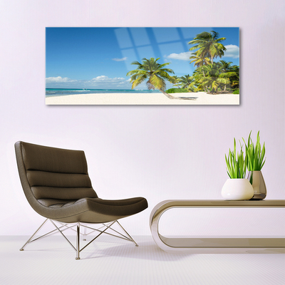 Glasbild aus Plexiglas® Strand Palmen Landschaft