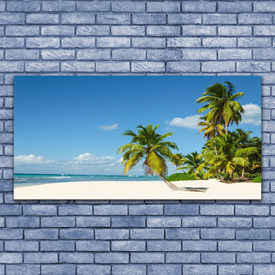 Glasbild aus Plexiglas® Strand Palmen Landschaft