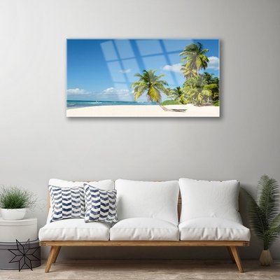 Glasbild aus Plexiglas® Strand Palmen Landschaft