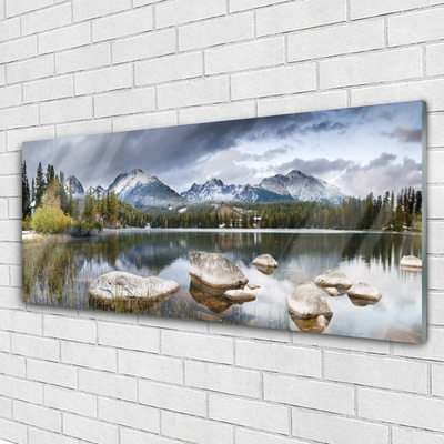 Glasbild aus Plexiglas® Gebirge Wald See Landschaft