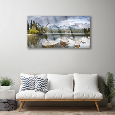 Glasbild aus Plexiglas® Gebirge Wald See Landschaft