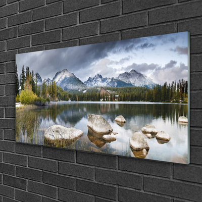 Glasbild aus Plexiglas® Gebirge Wald See Landschaft