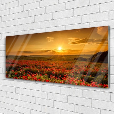 Glasbild aus Plexiglas® See Wiese Blumen Natur