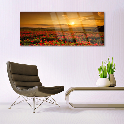 Glasbild aus Plexiglas® See Wiese Blumen Natur