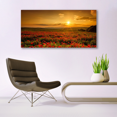 Glasbild aus Plexiglas® See Wiese Blumen Natur