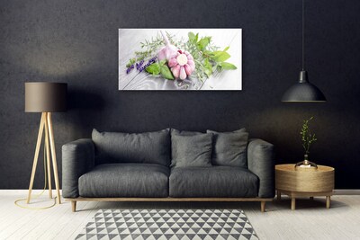 Glasbild aus Plexiglas® Knoblauch Blume Blätter Pflanzen