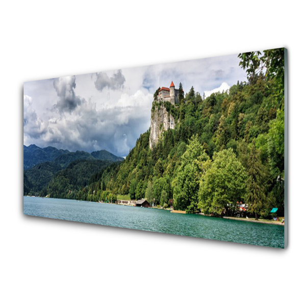 Glasbild aus Plexiglas® Gebirge Wald See Natur