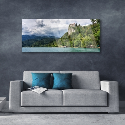 Glasbild aus Plexiglas® Gebirge Wald See Natur