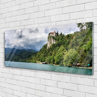 Glasbild aus Plexiglas® Gebirge Wald See Natur