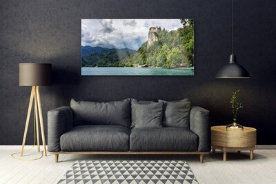 Glasbild aus Plexiglas® Gebirge Wald See Natur