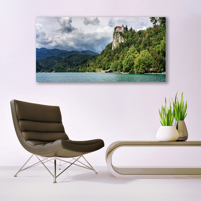 Glasbild aus Plexiglas® Gebirge Wald See Natur