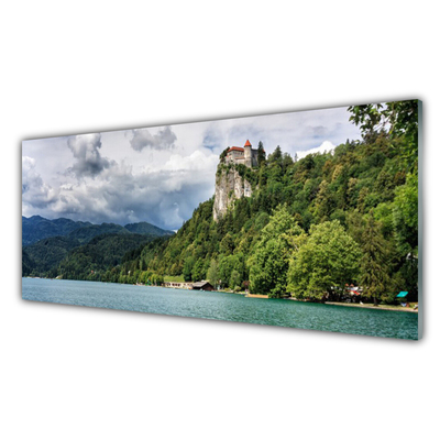 Glasbild aus Plexiglas® Gebirge Wald See Natur