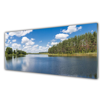 Glasbild aus Plexiglas® Wald See Landschaft
