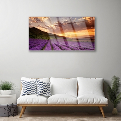 Glasbild aus Plexiglas® Gebirge Wiese Blumen Landschaft