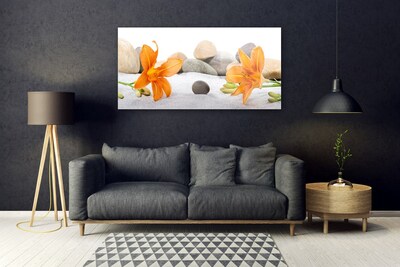 Glasbild aus Plexiglas® Blumen Steine Pflanzen