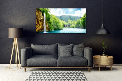 Glasbild aus Plexiglas® Gebirge Wald See Landschaft