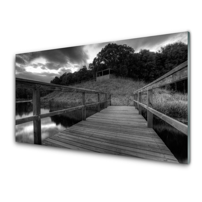 Glasbild aus Plexiglas® Brücke See Architektur