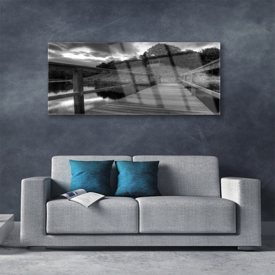 Glasbild aus Plexiglas® Brücke See Architektur