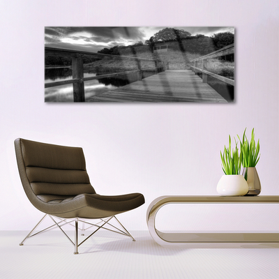 Glasbild aus Plexiglas® Brücke See Architektur